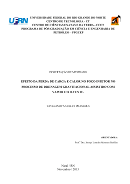 EFEITO DA PERDA DE CARGA E CALOR NO PO&Ccedil;O