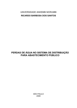perdas de &aacute;gua no sistema de distribui&ccedil;&atilde;o para abastecimento