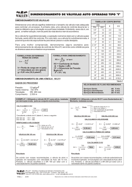 DIMENSIONAMENTO DE VÁLVULAS AUTO OPERADAS TIPO "Y"