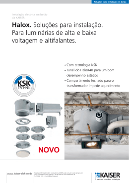 Halox. Solu&ccedil;&otilde;es para instala&ccedil;&atilde;o. Para lumin&aacute;rias de alta e baixa
