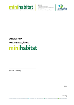 CANDIDATURA PARA INSTALA&Ccedil;&Atilde;O NO