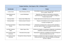 Projetos Científicos – Nível Superior: PAIC – ES Edital 81/2013