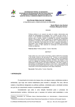 POL&Iacute;TICAS P&Uacute;BLICAS DE TURISMO: a import&acirc;ncia para o