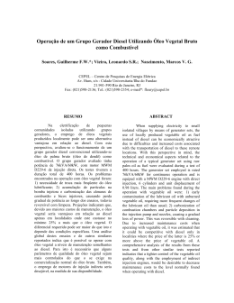 Operação de um Grupo Gerador Diesel Utilizando Óleo