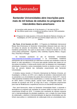 Santander Universidades abre inscrições para mais de mil bolsas