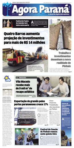 Quatro Barras aumenta proje&ccedil;&atilde;o de investimentos para mais de R