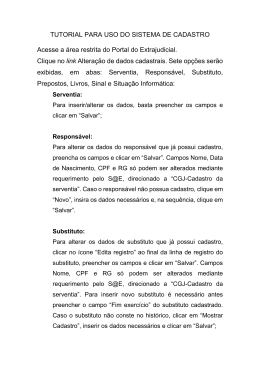 TUTORIAL PARA USO DO CADASTRO