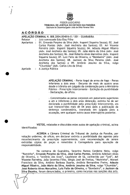 AC&Oacute;RD&Atilde;O - Tribunal de Justi&ccedil;a da Para&iacute;ba