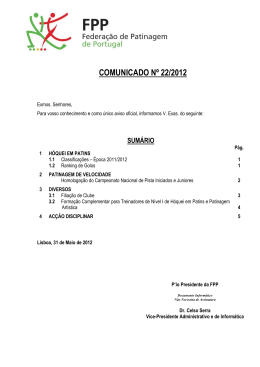 COMUNICADO N&ordm; 22/2012 - Federa&ccedil;&atilde;o de Patinagem de Portugal