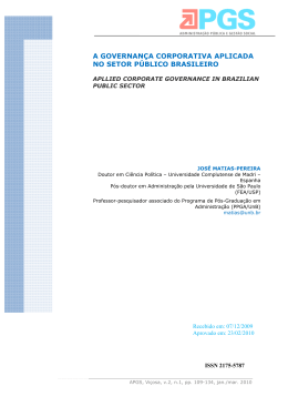 a governan&ccedil;a corporativa aplicada no setor p&uacute;blico brasileiro