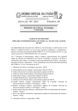 Portaria Interministerial MCTI-MPA nº 754, Publicado em 02-09-2015