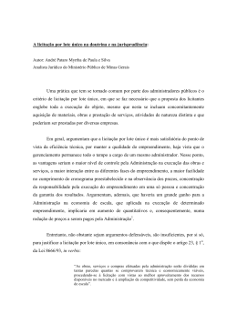 A licita&ccedil;&atilde;o por lote &uacute;nico na doutrina e na