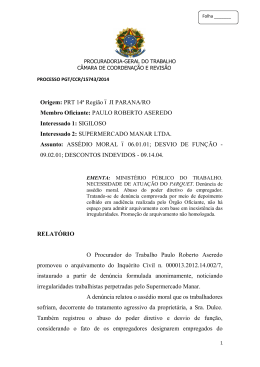 Processo PGT/CCR/nº 15743/2014 - Ministério Público do Trabalho