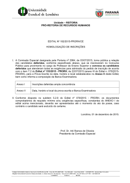 Edital nº 182/2015-Prorh/CE - Homologação de Inscrições