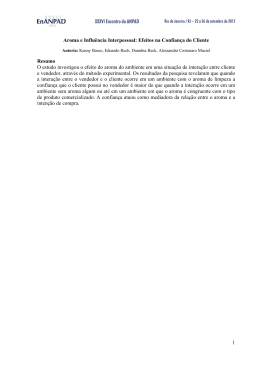 1 Aroma e Influ&ecirc;ncia Interpessoal: Efeitos na Confian&ccedil;a do Cliente