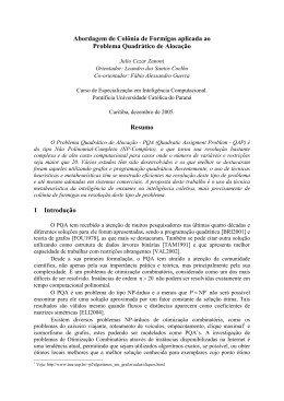 Abordagem de Col&ocirc;nia de Formigas aplicada ao Problema