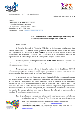 Ofício Conjunto nº. 004/14-CRP Exmo. Sr. Paulo Sergio de Araújo