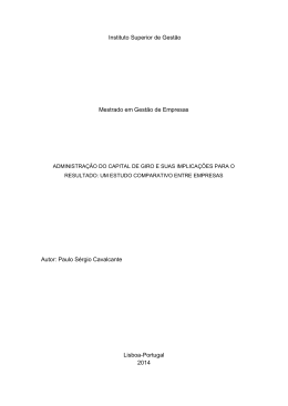Instituto Superior de Gest&atilde;o Mestrado em Gest&atilde;o de Empresas