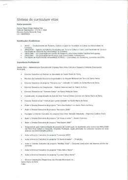 S&iacute;ntese do curriculum vitae - Feira Viva Cultura e Desporto em