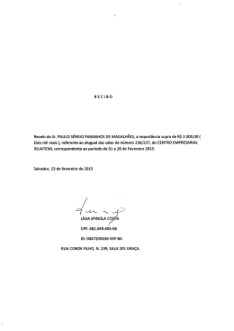 RECIBO Recebi do Sr. PAULO SÉRGIO PARANHOS DE