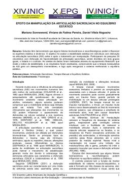 efeito da manipula&ccedil;&atilde;o da articula&ccedil;&atilde;o sacroil&iacute;aca no equil&iacute;brio