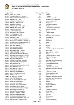 Lista de Reclassificados - 1&ordm; Reclassifica&ccedil;&atilde;o Vestibular 2008