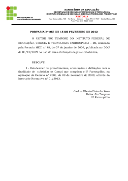 Portaria 253/2012 - Instituto Federal de Educa&ccedil;&atilde;o, Ci&ecirc;ncia e