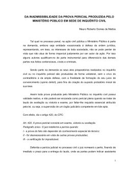 da inadmissibilidade da prova pericial produzida