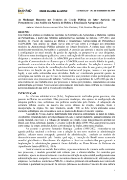 As Mudan&ccedil;as Recentes nos Modelos de Gest&atilde;o P&uacute;blica do Setor