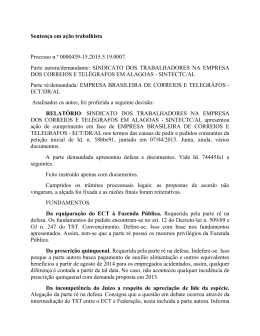 Senten&ccedil;a em a&ccedil;&atilde;o trabalhista Processo n.&ordm; 0000439 - Sintect-AL