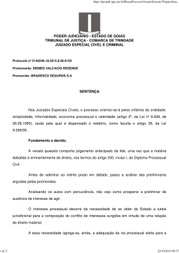 PODER JUDICIÁRIO - ESTADO DE GOIÁS TRIBUNAL DE JUSTIÇA