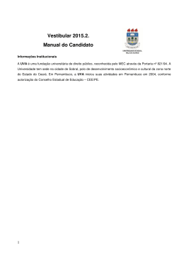 Vestibular 2015.2. Manual do Candidato - Estude na UVA