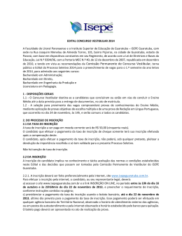 EDITAL CONCURSO VESTIBULAR 2014 A Faculdade do