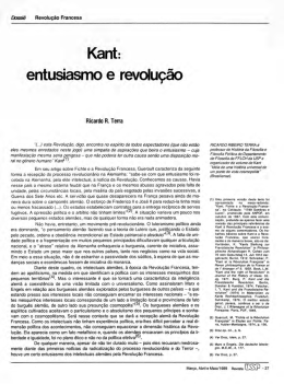 Kant: entusiasmo e revolução Ricardo R. Terra