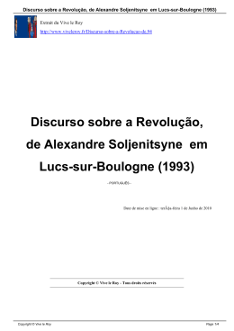 Discurso sobre a Revolu&ccedil;&atilde;o, de Alexandre Soljenitsyne em Lucs