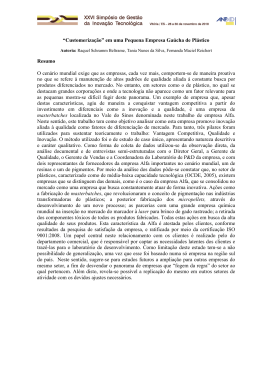&ldquo;Customeriza&ccedil;&atilde;o&rdquo; em uma Pequena Empresa Ga&uacute;cha de
