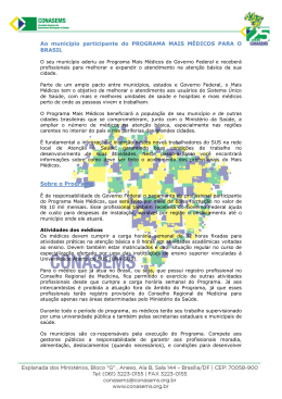 Ao munic&iacute;pio participante do PROGRAMA MAIS