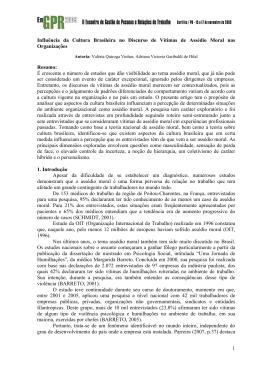 1 Influ&ecirc;ncia da Cultura Brasileira no Discurso de V&iacute;timas de Ass&eacute;dio