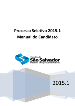 Processo Seletivo 2015.1 Manual do Candidato