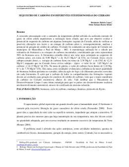 Sequestro de Carbono em Diferentes Fitofisionomias do