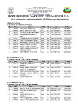 RELAÇÃO DOS ACADÊMICOS PARA 2ª CHAMADA
