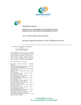 PREVID&Ecirc;NCIA SOCIAL MINIST&Eacute;RIO DA PREVID&Ecirc;NCIA E