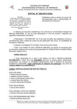 edital 066-2014-daa - Diretoria de Assuntos Acad&ecirc;micos