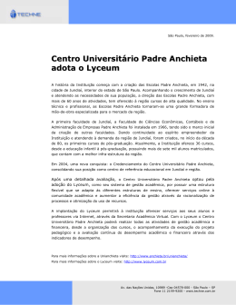 Centro Universitário Padre Anchieta adota o Lyceum