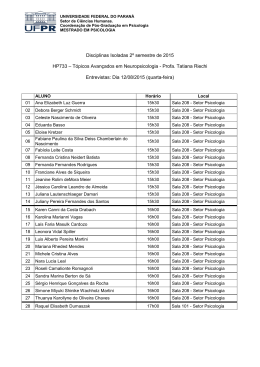 Disciplinas Isoladas 2&ordm; semestre de 2015 HP733 &ndash; T&oacute;picos