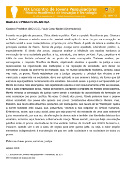 RAWLS E O PROJETO DA JUSTIÇA Gustavo Predebon (BIC/UCS