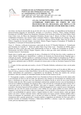Ata da 134 Reuni&atilde;o ordin&aacute;ria do Conselho de Autoridade Portu&aacute;ria