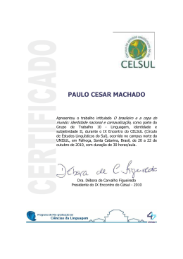 PAULO CESAR MACHADO - Círculo de Estudos Linguísticos do Sul