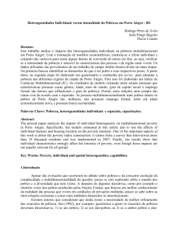 Heterogeneidades Individuais versus intensidade da Pobreza