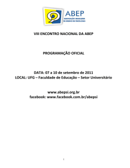 VIII ENCONTRO NACIONAL DA ABEP PROGRAMA&Ccedil;&Atilde;O OFICIAL